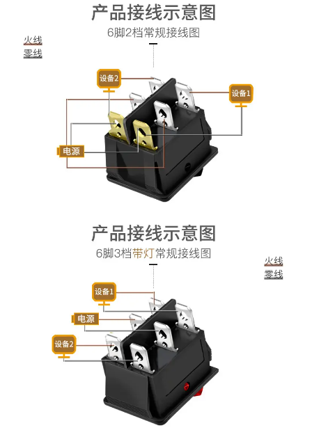 船型開關接線示意圖